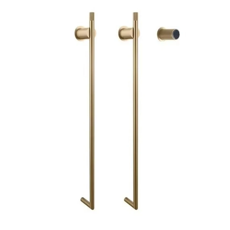 Wall Mounted Bathroom Smart Towel Rack with Temperature Control Brushed Gold Vertical Heated Towel Rail