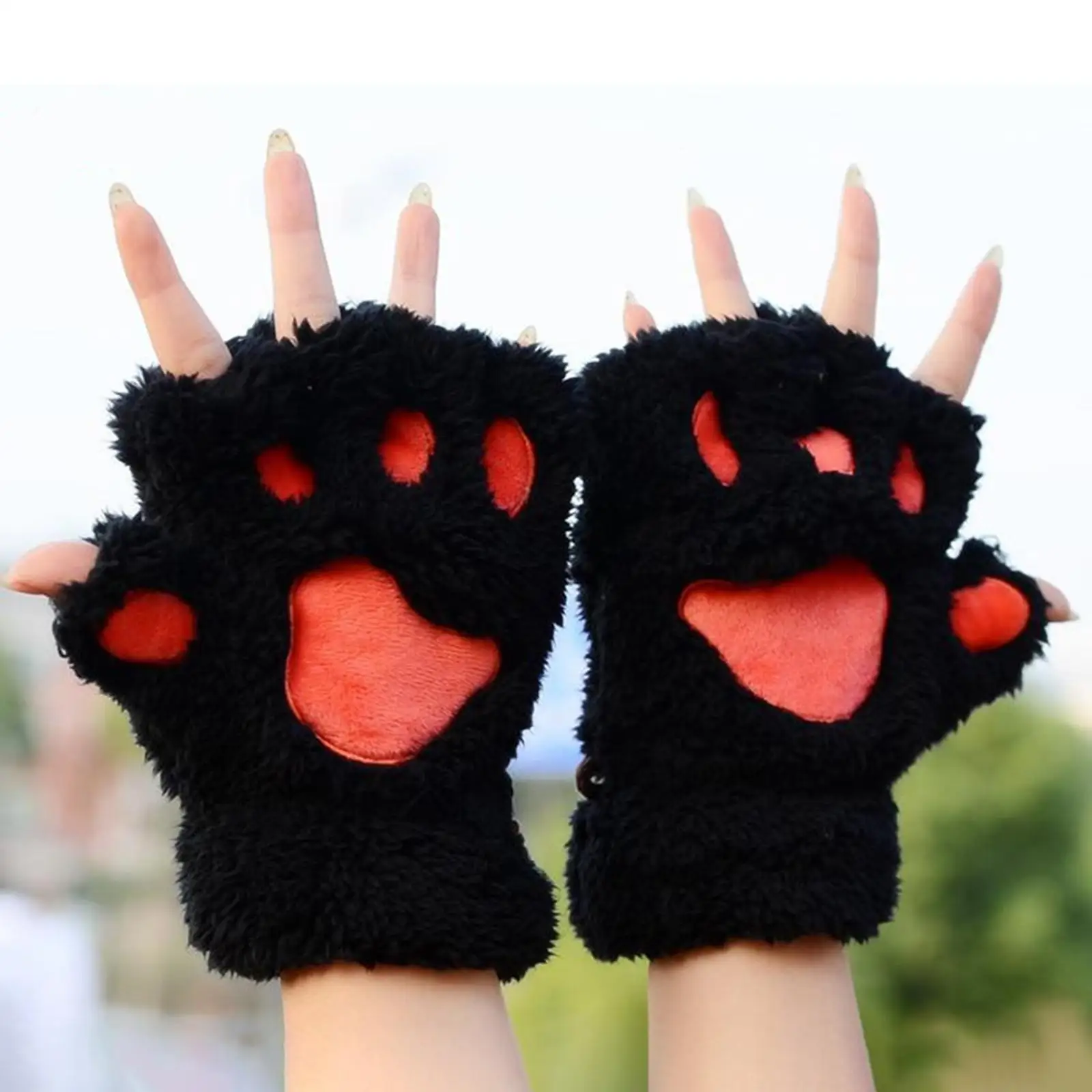 

Cute Women Gloves Half Finger Fingerless for Teens Girls Warm Soft Mittens