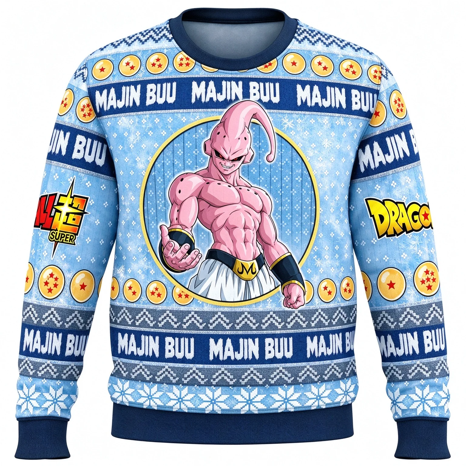 Dragon Ball Anime Majin Buu Christmas Ugly Sweater Kids Adult Comfortable Y2K Round-neck Sweatshirt Family Matching Clothing