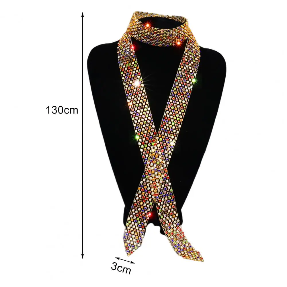 Men Rhinestone Tie Elegant Rhinestone Men's Tie for Dance Stage Performance Prom Parties Adjustable Lightweight Necktie