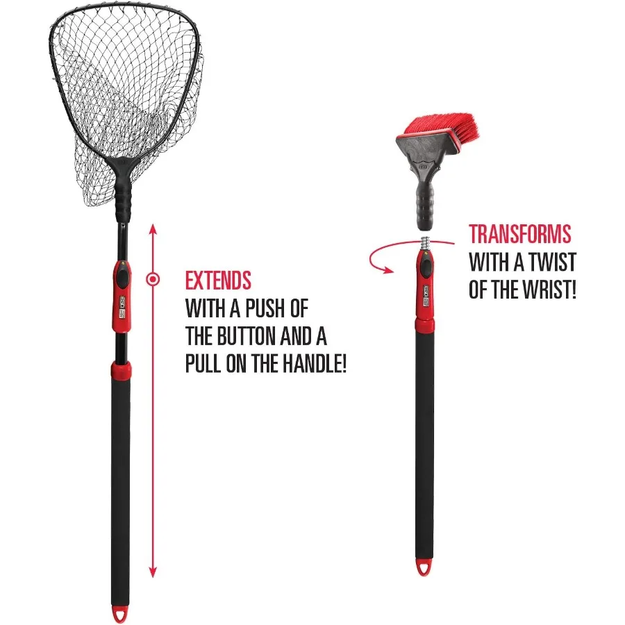 شبكة صيد السمك المنزلق S2 أداة صيد السمك النهائية مع مقبض تصغير لصيد الأسماك في المياه المالحة والمياه العذبة بطول قابل للتعديل من 29 إلى #3