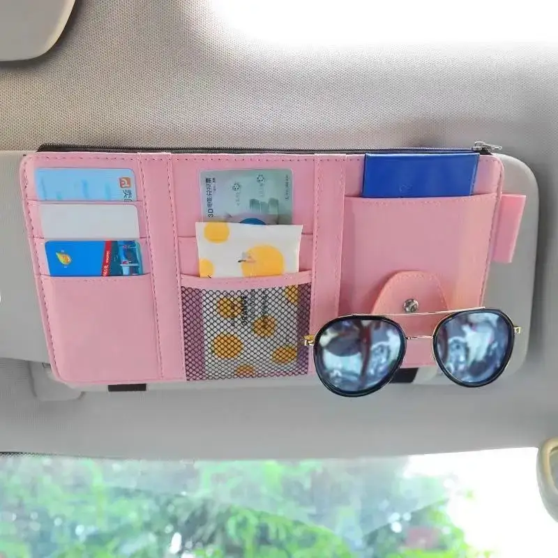 Car Sun Visor Storage Bag Card Bill Pen Glasses Holder Auto Interior Organizer Universal Sunglasses Clip Car Storage Tidying - Image 11