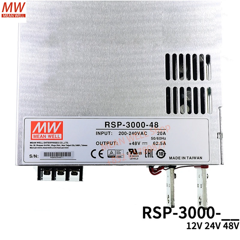 Original MEAN WELL RSP-3000 High Power PFC switching power supply 24V/12/48V High efficiency 3000W can be connected to S