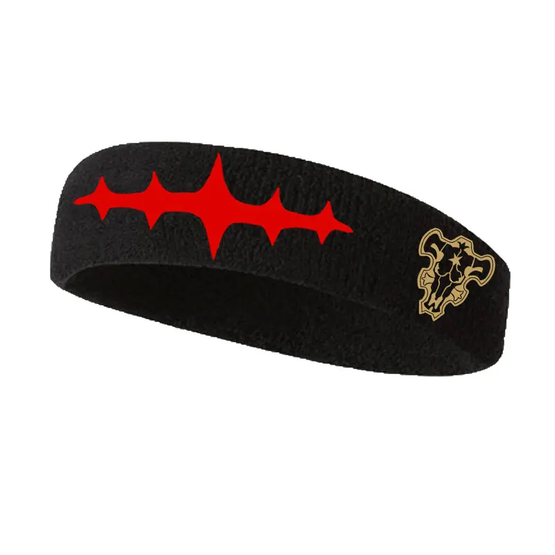 Black Five-Leaf Clover Asta Headband Sport Sweat Absorbent Running Fitness Hairband Bull Team Cosplay Accessory for Teens