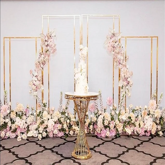 4-piece wedding shiny gold frame guide geometric flower frame wedding decoration welcome area window layout wedding arch