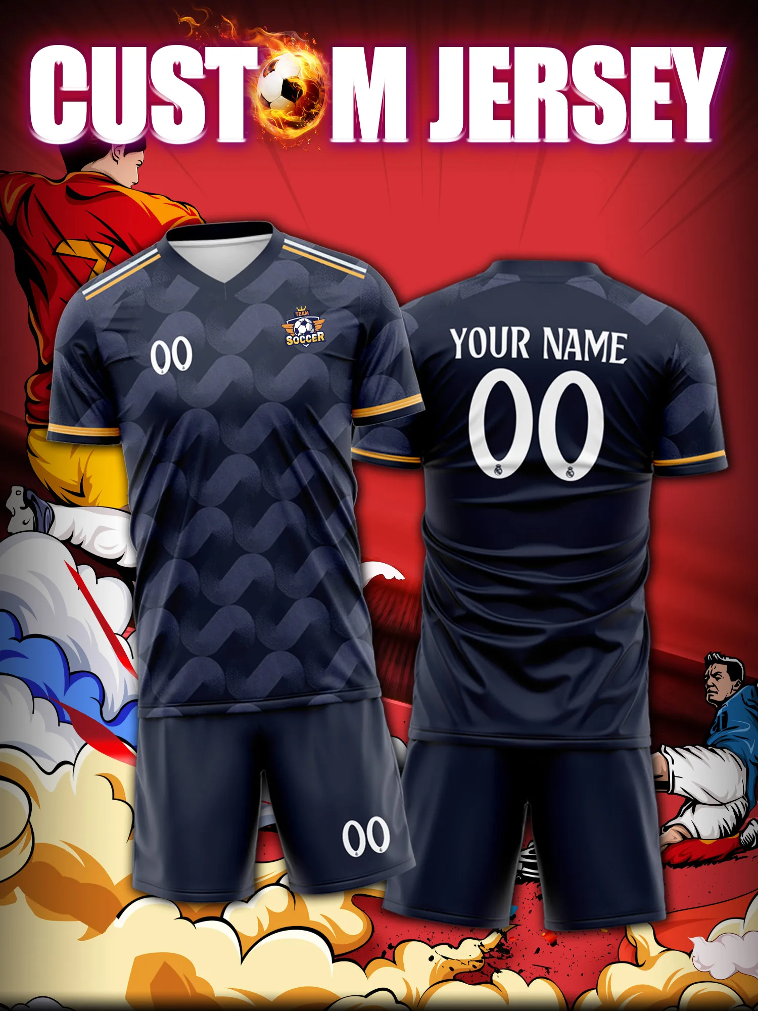 2026 Men's and Women's Customized Name and Number Sports V-Neck Jerseys, Quick-Drying, Fashionable, Sublimation Technology