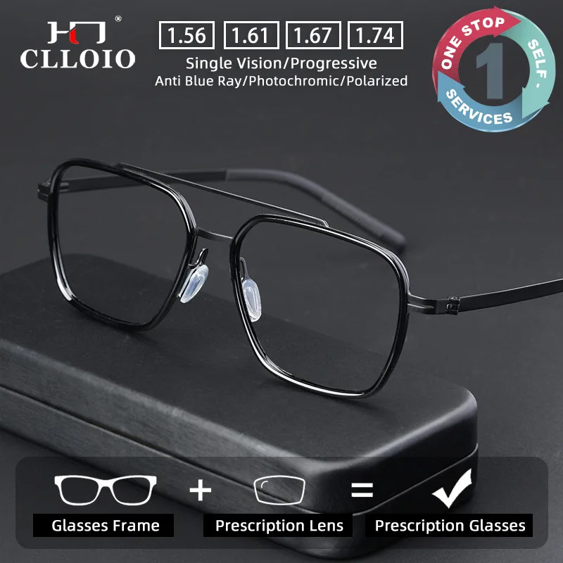 

CLLOIO New Fashion Versatile Screwless Titanium Prescription Glasses Anti Blue Light Myopia Glasses Progressive Reading Eyewear
