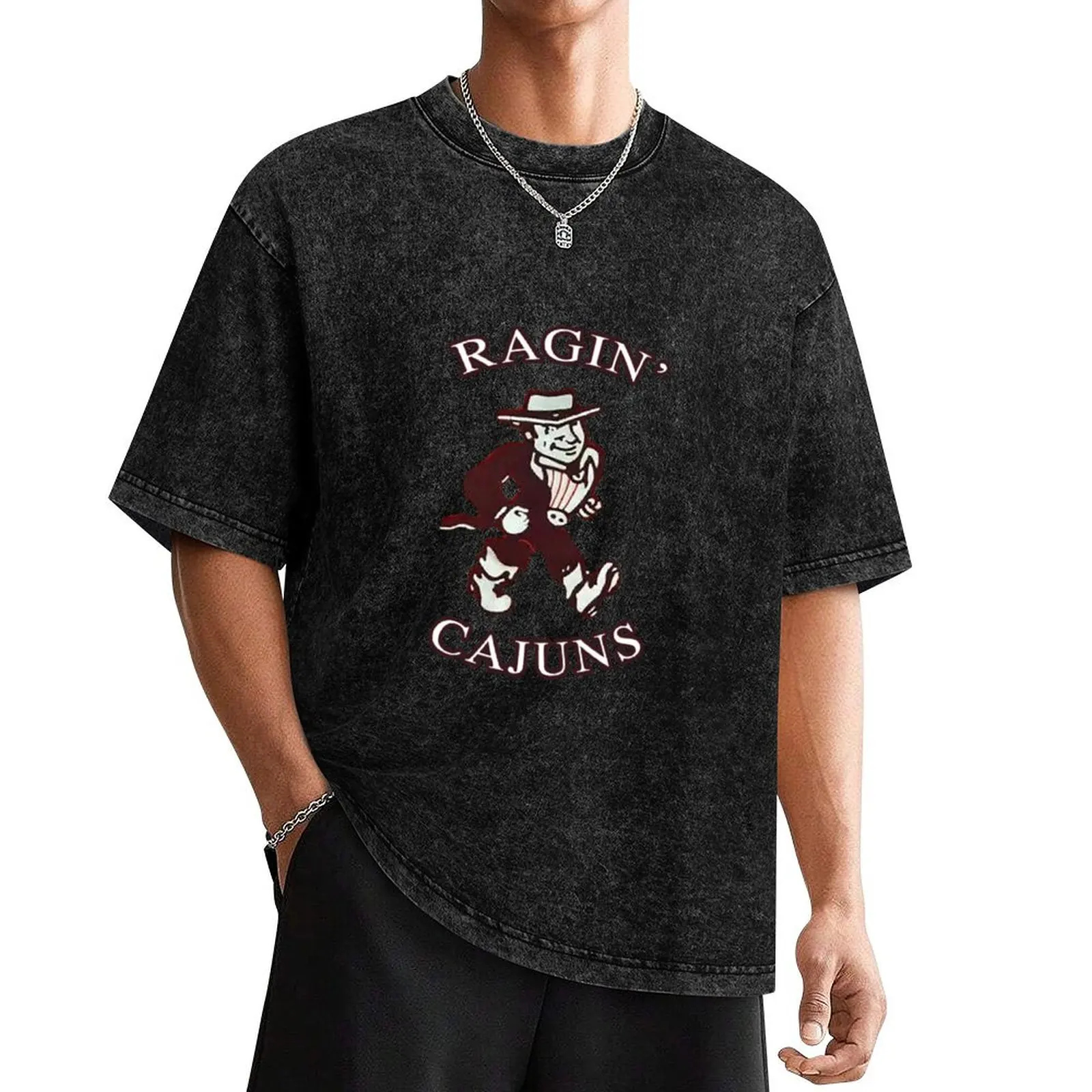 

ULL Ragin Cajuns Vintage Logo T-Shirt Short sleeve tee summer clothes plain white t shirts men