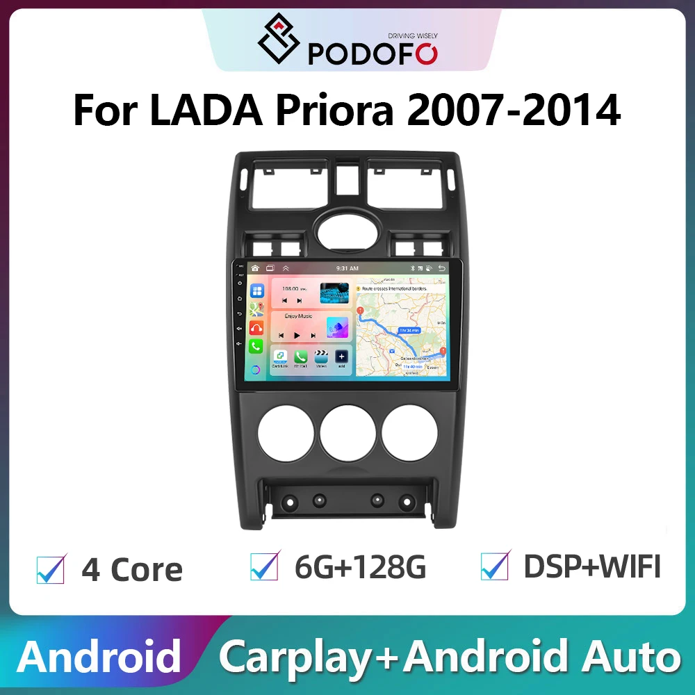 Podofo Android Car Radio For LADA Priora 2007-2014 Carplay Stereo Player Autoradio WIFI GPS Navigation FM/RDS Stereo Head Unit