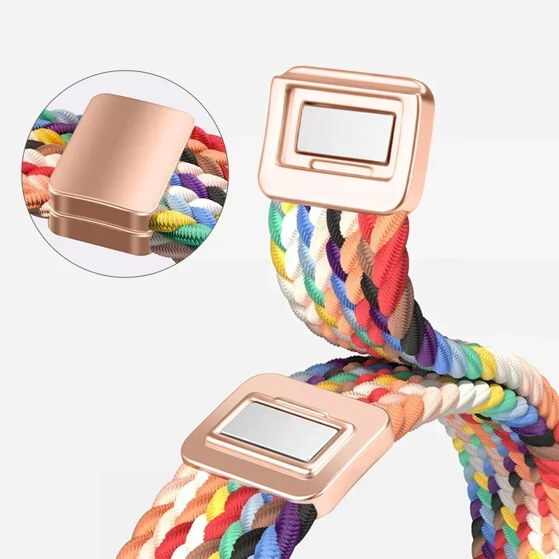 Slim Nylon Strap For Apple Watch Band 44mm 40mm 45mm 49mm 44 mm magnetic buckle Braided Bracelet iWatch series 9 se 7 3 8 Ultra