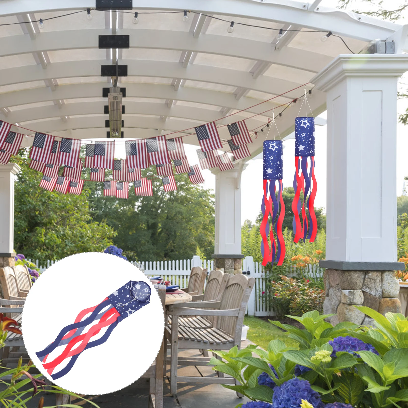

Us Windsocks American Wind Sock 4Th July Patriotic Outdoor Decor Independence Garden Windsock Flag Day Labor Day Decoration