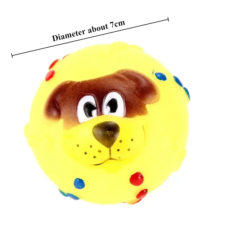 Funny Pet Dog Ball Toy Dog Face Sound Squeaky Toys Soft Rubber Chew Sound Ball Toys