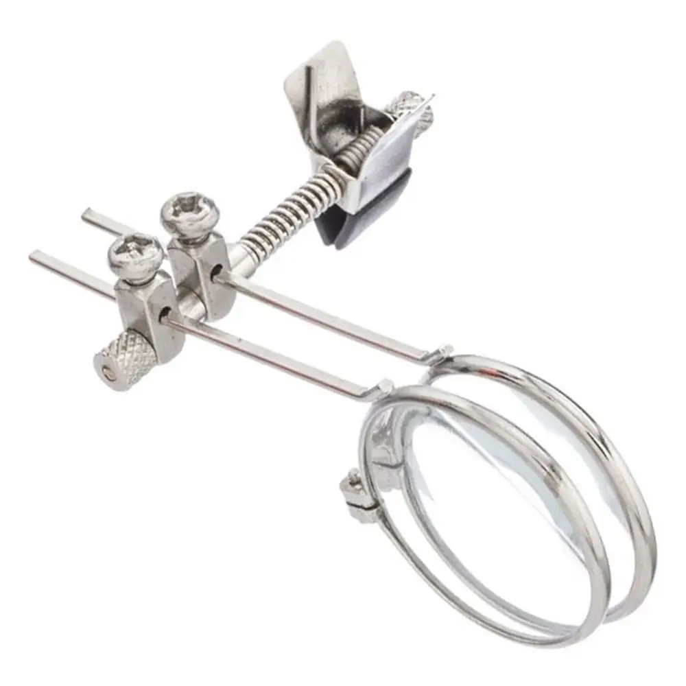 10X Diameter 25mm Rotatable Stainless Steel Double Lenses Magnifying Glass Clip Magnifier Monocular Magnifier
