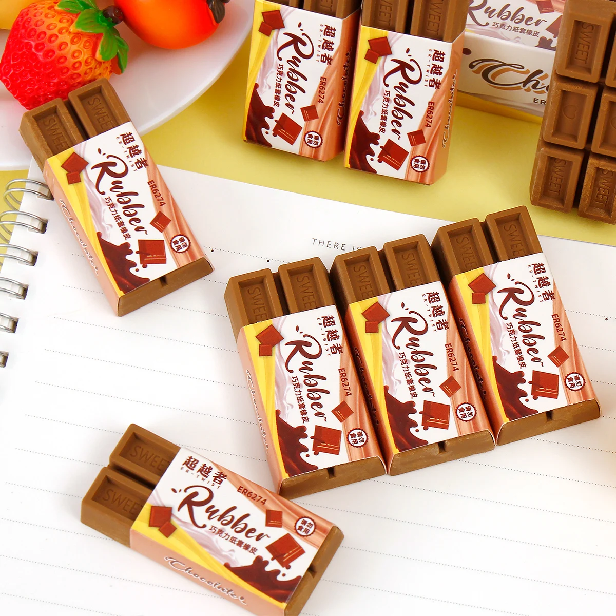 3/6 個のチョコレート型消しゴムは楽しくてリアルで、教師、クラスメート、友人へのギフトに最適です。