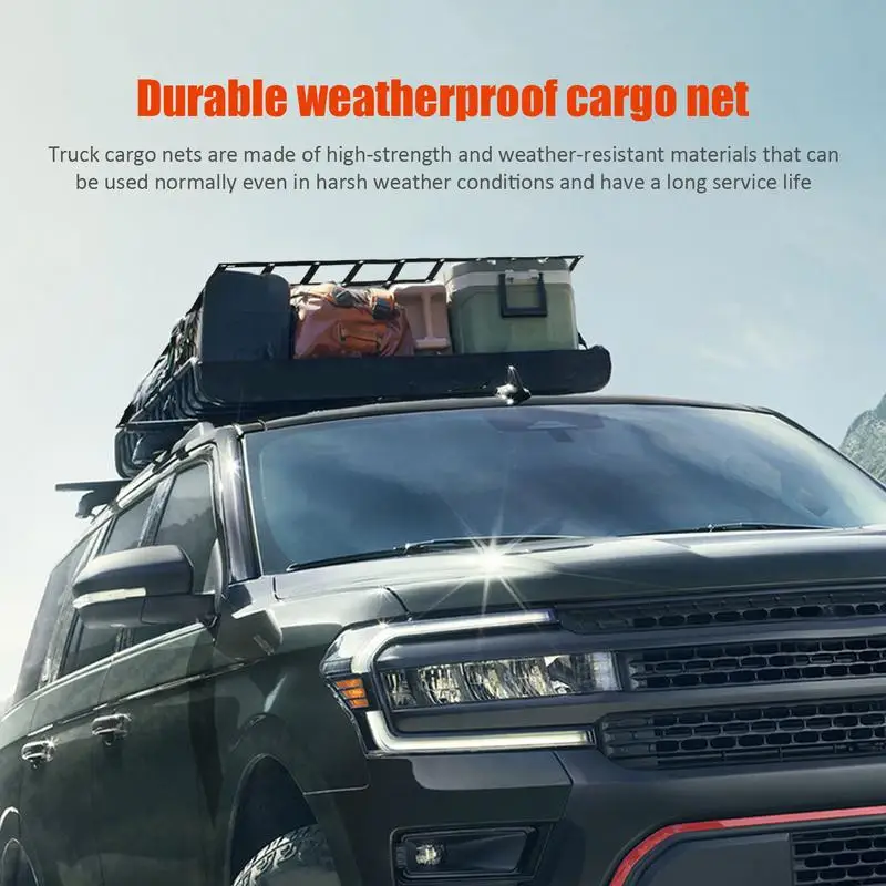 Cargo Net 6.75X 8inch Multi-Functional Automotive Cargo Nets Pickup Truck Accessories Adjustable Cargo Net With 4 Fixing Straps