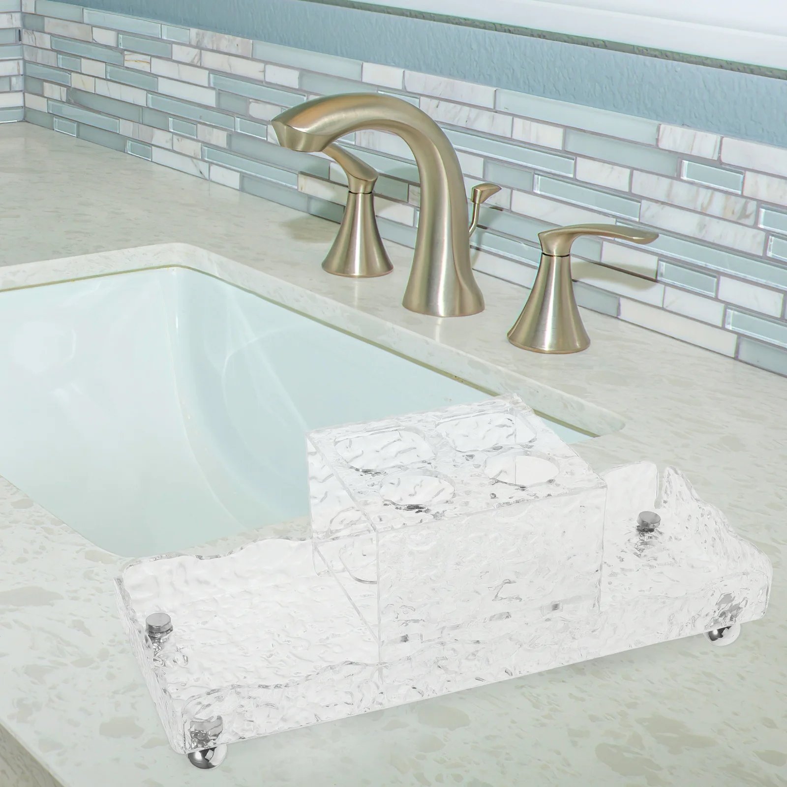 

Space Saving Toothbrush Holder Tray for Bathroom Vanity Countertop Storage Acrylic Electric Toothbrush Display Stand Toiletry