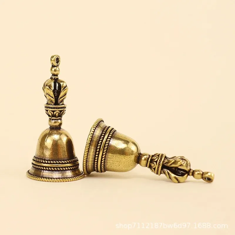 Brass Wind Bell Handicraft Die-casting Drop Hand Call Vintage Tibetan Bronze Bell Reception Service Meditation Pray Decor