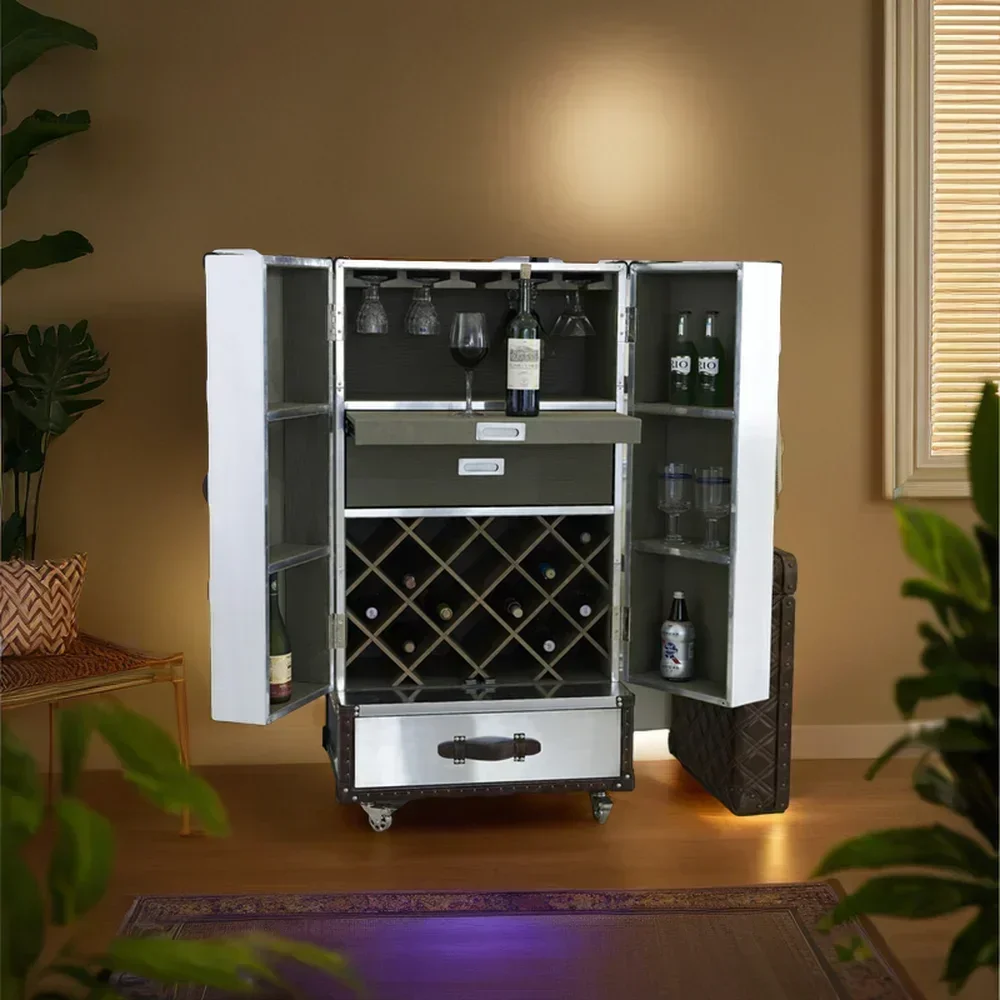 Tampilan Anggur Merah Multi Laci Dekoratif Kayu Tinggi Perabot Ruang Tamu Rumah Kabinet Bar Anggur dengan Laci