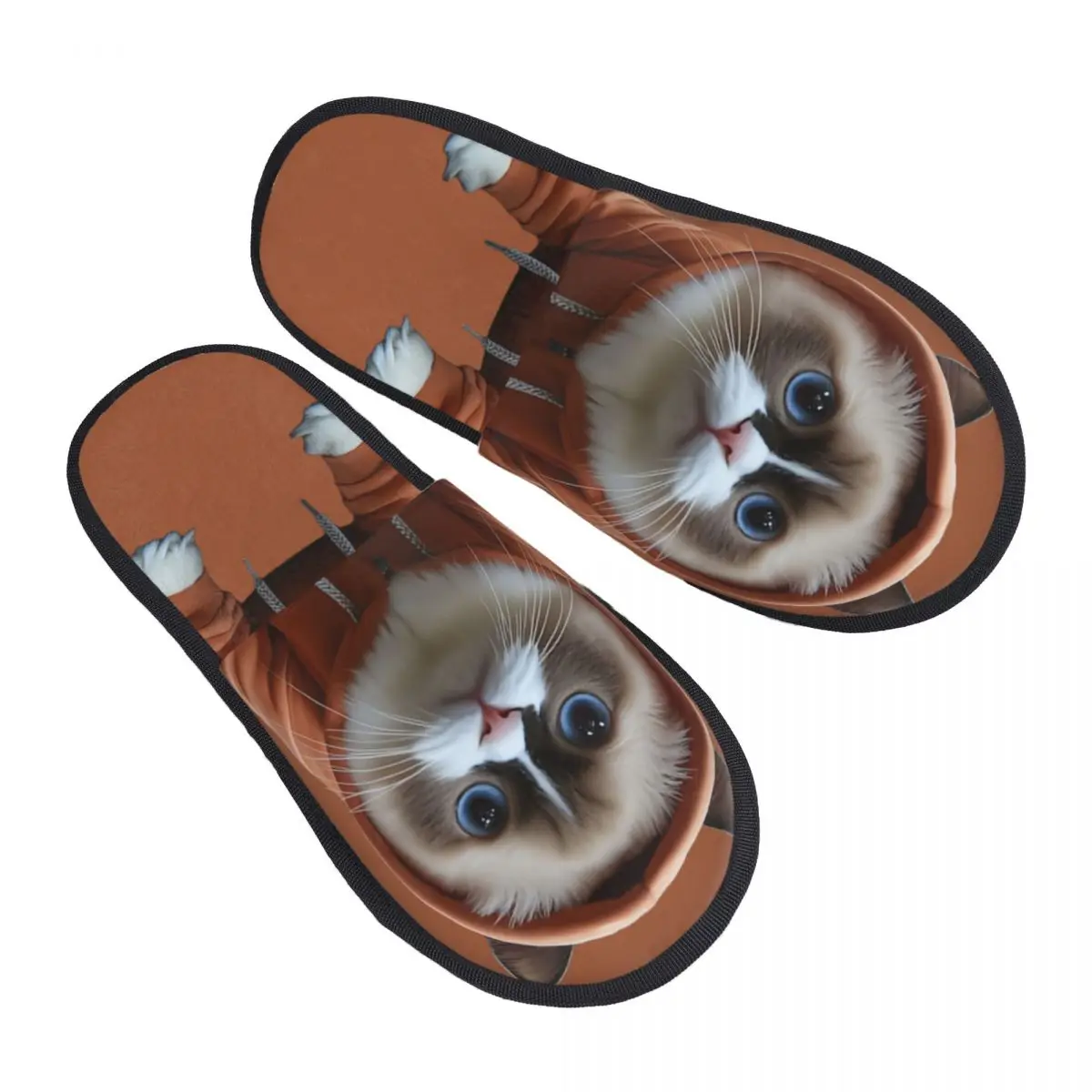 

Custom Cute Cat Memory Foam Slippers Women Comfy Warm House Slippers
