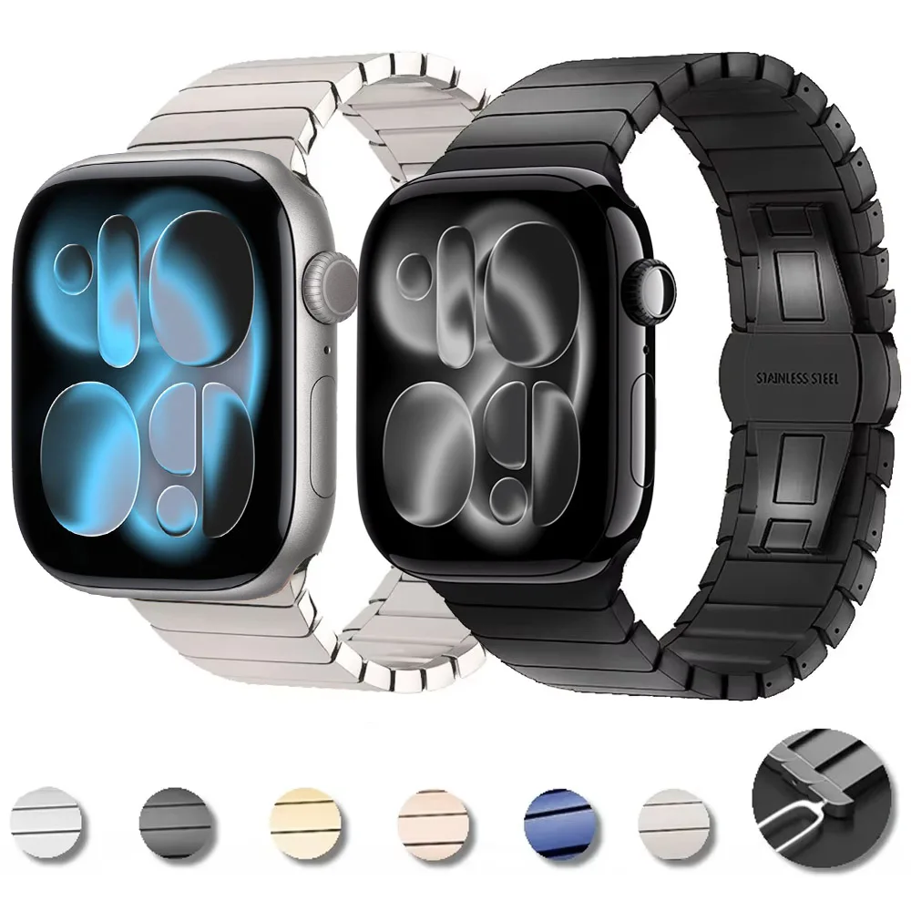 

Металлический ремешок для Apple Watch Band Ultra 3/2/1 11 10 42 мм 9 8 7 6 5 4 SE3 Удобный для 46 мм 45 мм 49 мм 44 мм 41 мм 40 мм 42 мм 38 мм
