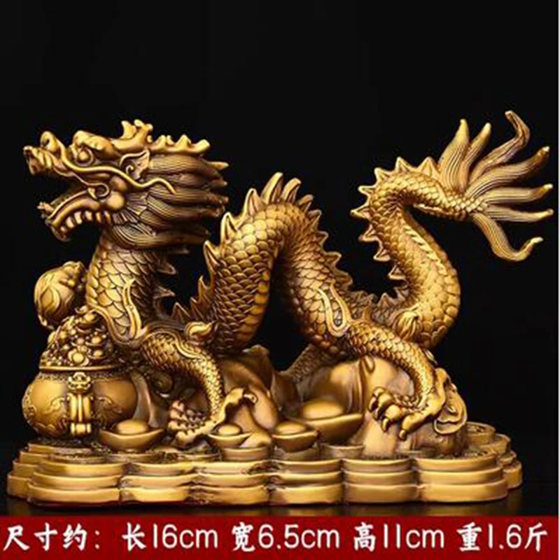 Bronze Dragon Ornament Mascot Zodiac Dragon Five Claw Golden Dragon Blue Dragon Han Dragon Home Decoration and Office Craft Dec