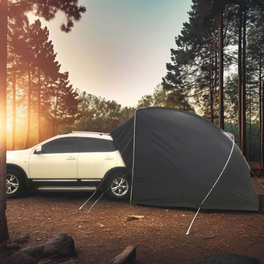 

Portable Outdoor Folding Car Tent Connectable Tailgate Canopy SUV Van Automatic Camping Rear Awning Single Layer Oxford Fabric