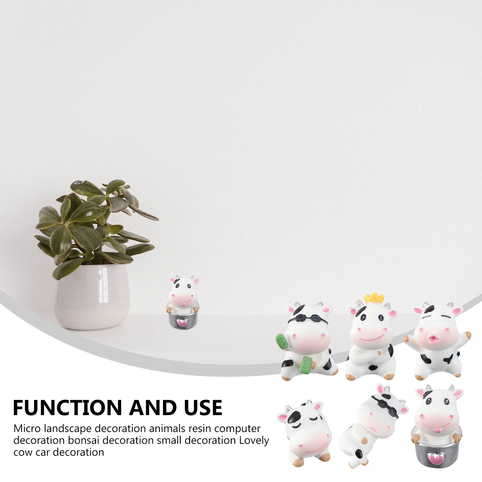 

6 Pcs Miniature Figurines Animal Farm Giraffe Ornament Cow Decorations Statue Resin