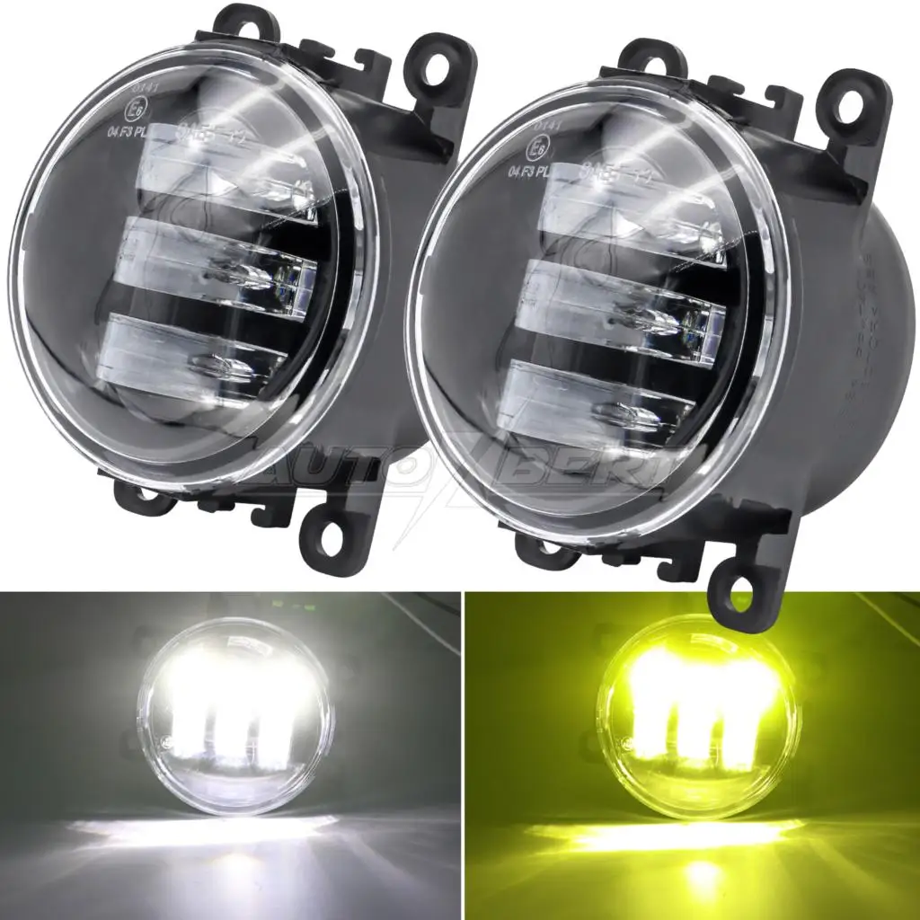 LED Fog Light Assemblies For Citroen Honda Suzuki Isuzu Mitsubishi Renault Car Fog Lamp White& Yellow Free Switch 12V Waterproof