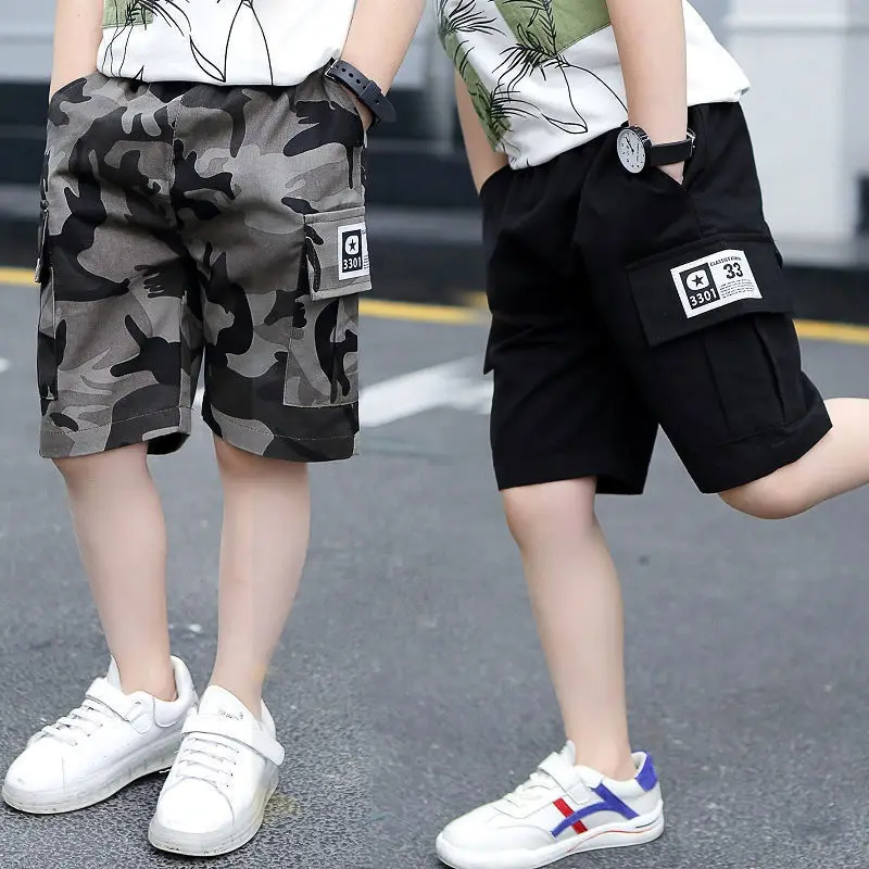 New Baby Boy Shorts Summer Boys Sports Camouflage Loose Shorts Elastic Waist Teen Trousers Children's Clothes 2-14 Years Old