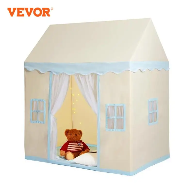 VEVOR Kids Play Tent Kids Tent for Kids 1-5 Years Old Toddler Tent with Mat and Tent Lamp Tent for Kids with Windows Castle Tent