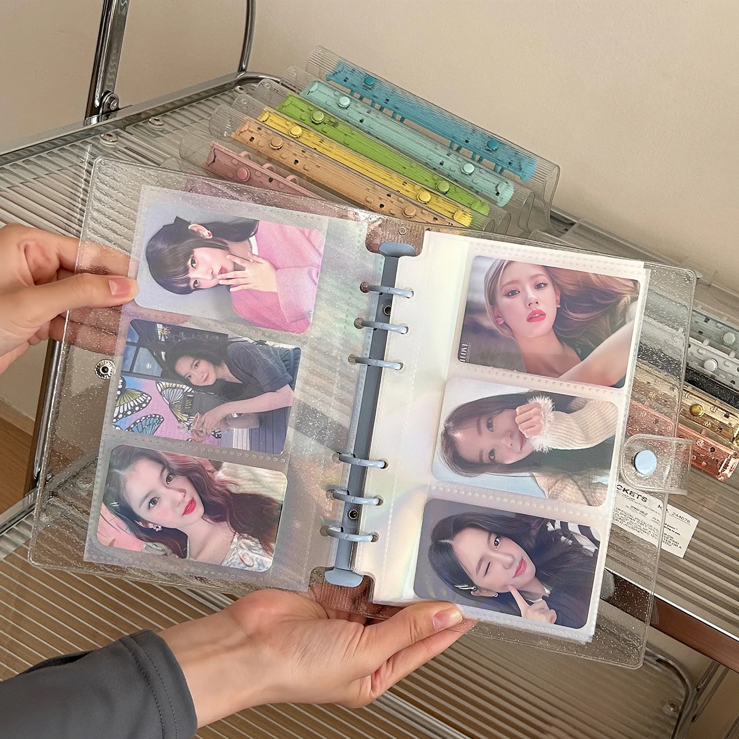 A6 Transparent Flashover PVC Binder Case Color Clip Narrow Edition Binder 3 \