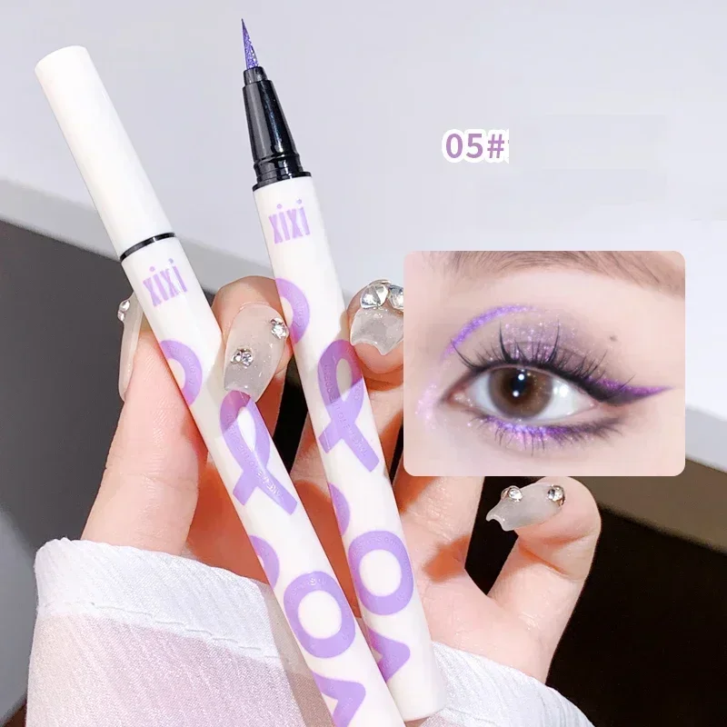 Vloeibare metalen zwarte glanzende eyeliner pen glitter fosforescentie pigment waterdichte glans sprankelende eyeliners diamant oogmake-up