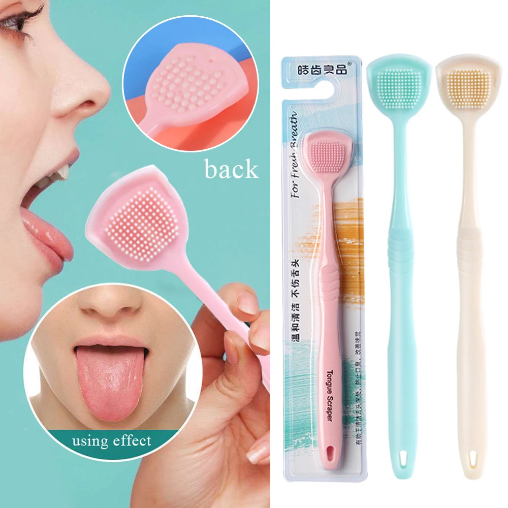 Mouth Cleaning Brush Double-sided Design Silicone Tongue Scraper Reusable Scraper For Tongue Cleaning Oral Hygiene Care Tools