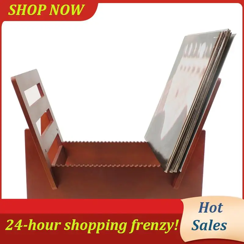 AB31-Vinyl Record Storage Holder Large Capacity Display Stand With Clear Acrylic Ends Wooden For LP Album Deskop Rack