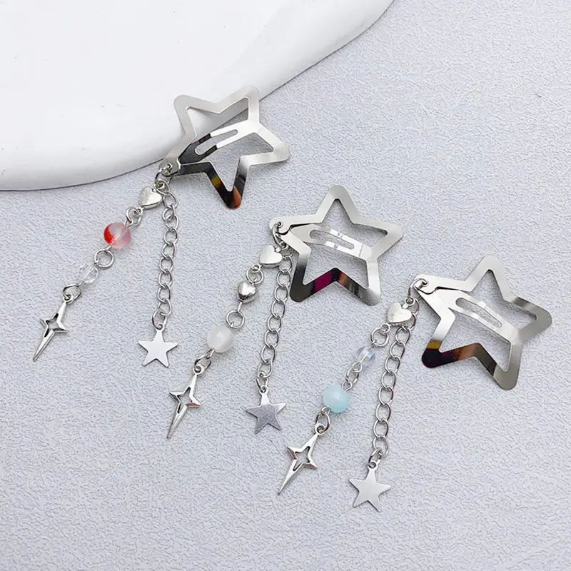Pinces à cheveux pendantes à franges en forme d'étoile, 2/10 pièces, épingle à cheveux pour femmes et filles, Punk, pentagramme en métal BB, Barrettes, accessoires pour cheveux