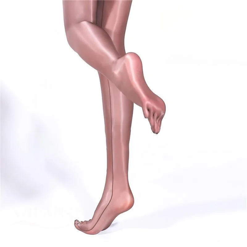 New Design Toe Separate Oil Shiny Pantyhose Sexy Black Brown Toe Tights Silk Smooth Ultra thin Cicada Wing Sexy Women Stockings
