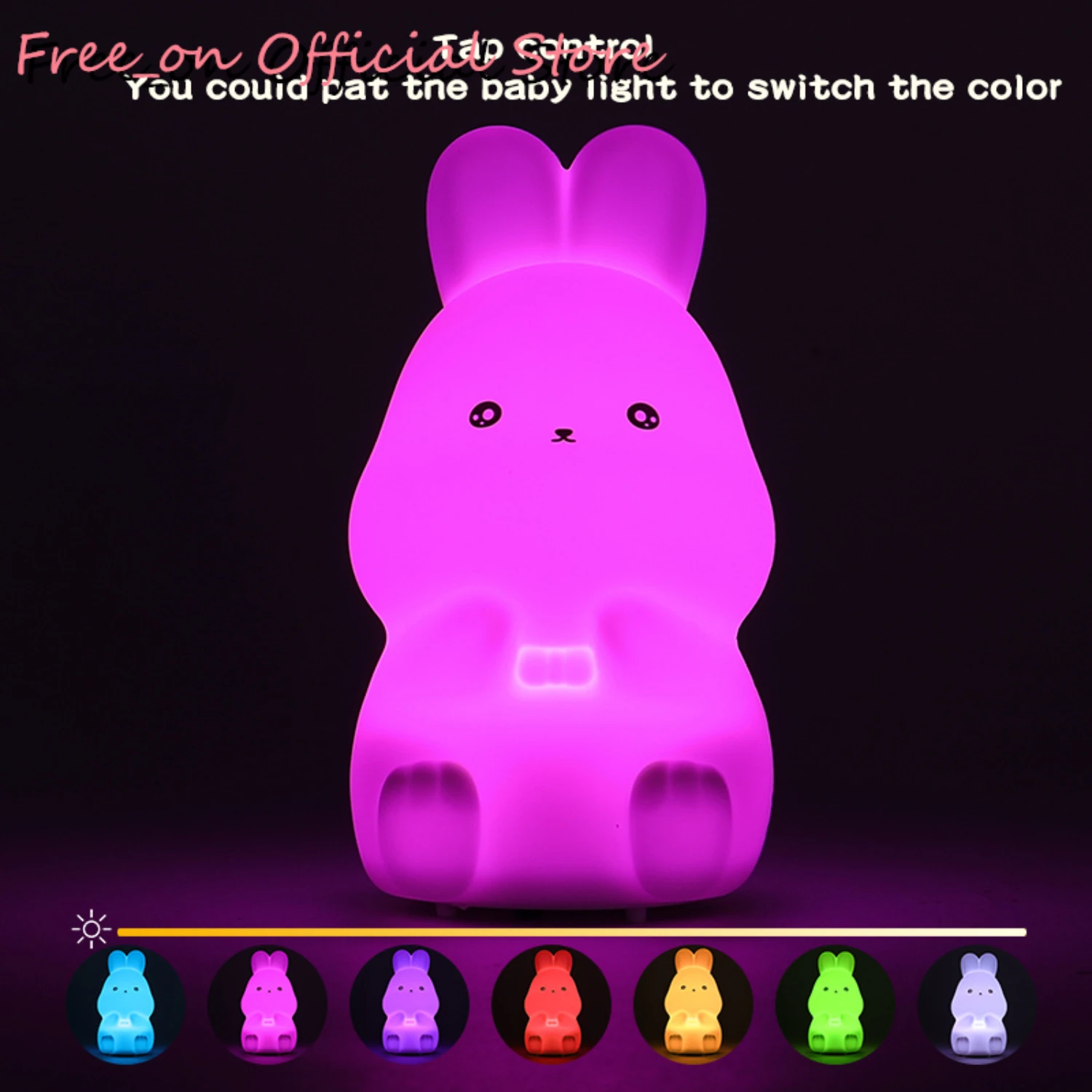 New Colorful and Adorable Mini Bunny Night Light - Soft Silicone Battery Operated Lamp, Perfect Cute Nightlight for Bedroom Deco