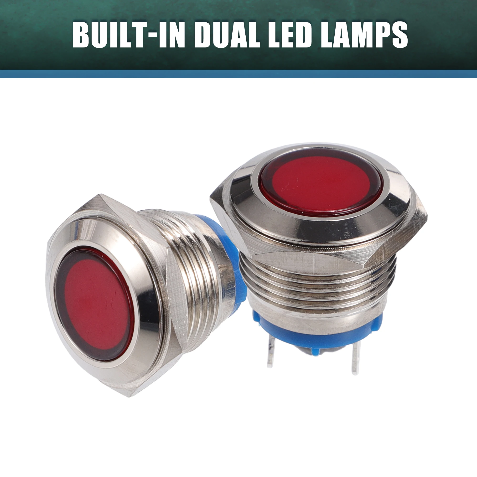 

UXCELL 5 шт. Светодиодный индикатор 16 мм 12 В переменного тока постоянного тока с металлическим корпусом Водонепроницаемая контрольная сигнальная лампа для автомобиля, грузовика, лодки, внутренний красный