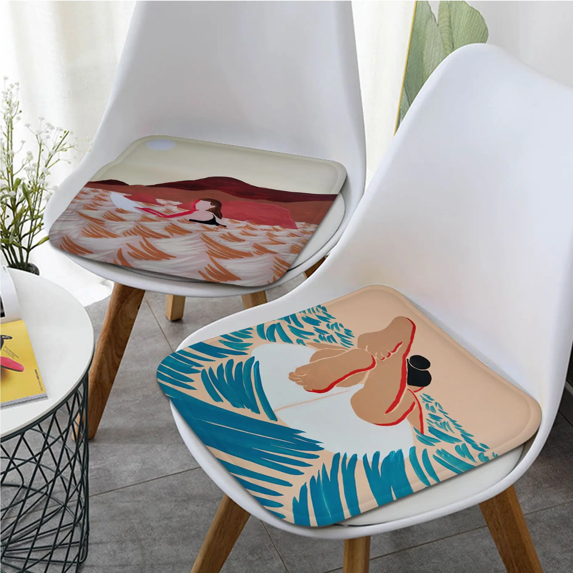 

Beach Swim Pool Abstract Art Tie Rope Plush Cushion Home Back Cushion Soft Comfortable 50x50cm Chair Cushions