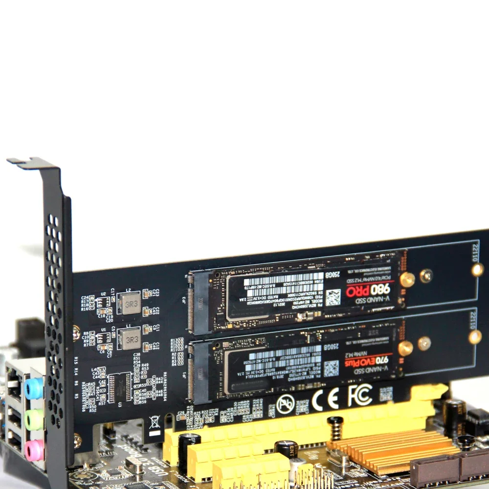 PCle4.0 X16 - 4xNVME M.2 확장 카드 M.2 SSD GEN4 PCIe4.0 PC 메인보드 X1 X4 X8 X16 확장 카드 (2230 2242 2260 2280 호환)