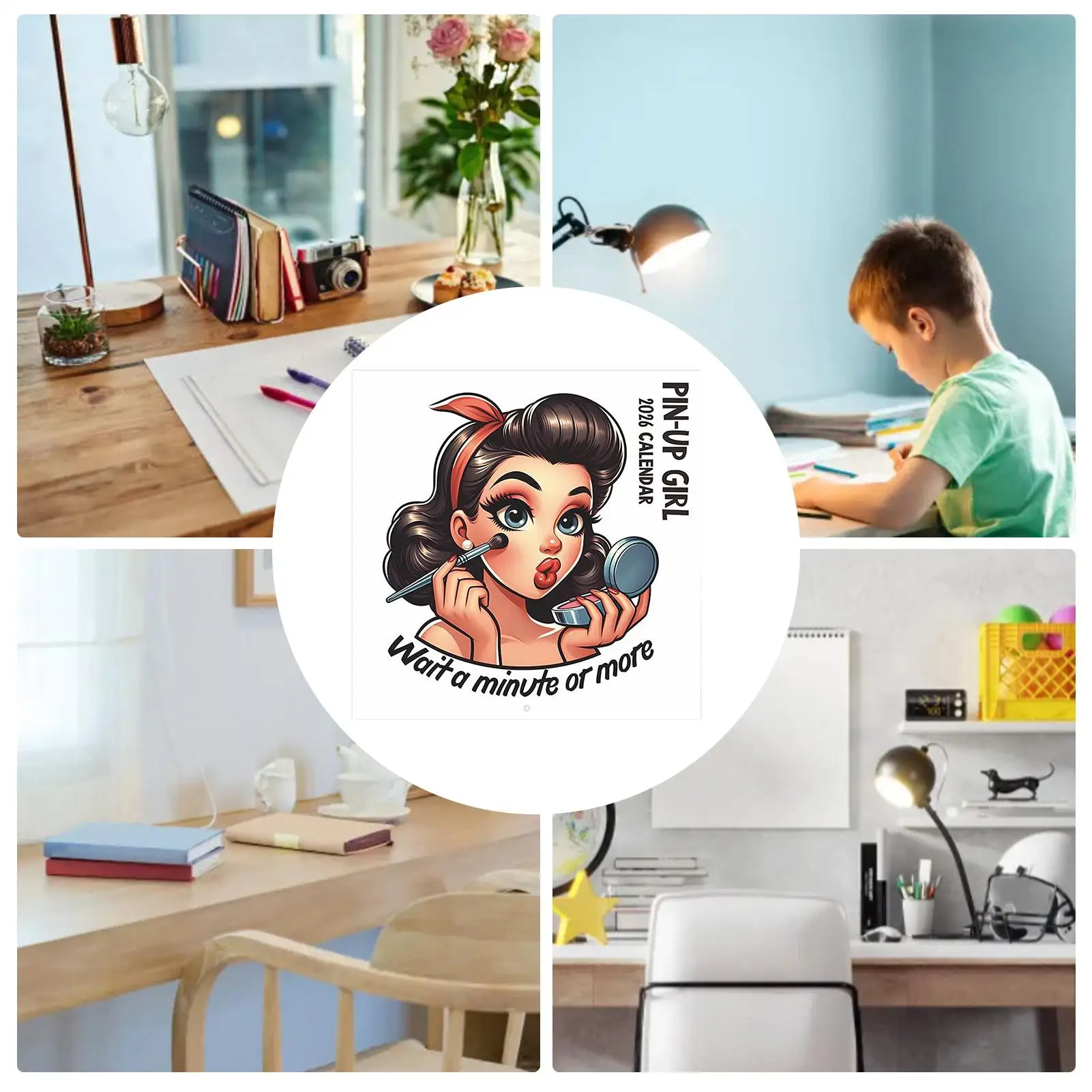 벽용 달력 냉소적 벽 달력 2026 노트북 장식 장식품을위한 Hangable Retro Planner Home Men Bedroom Workplace