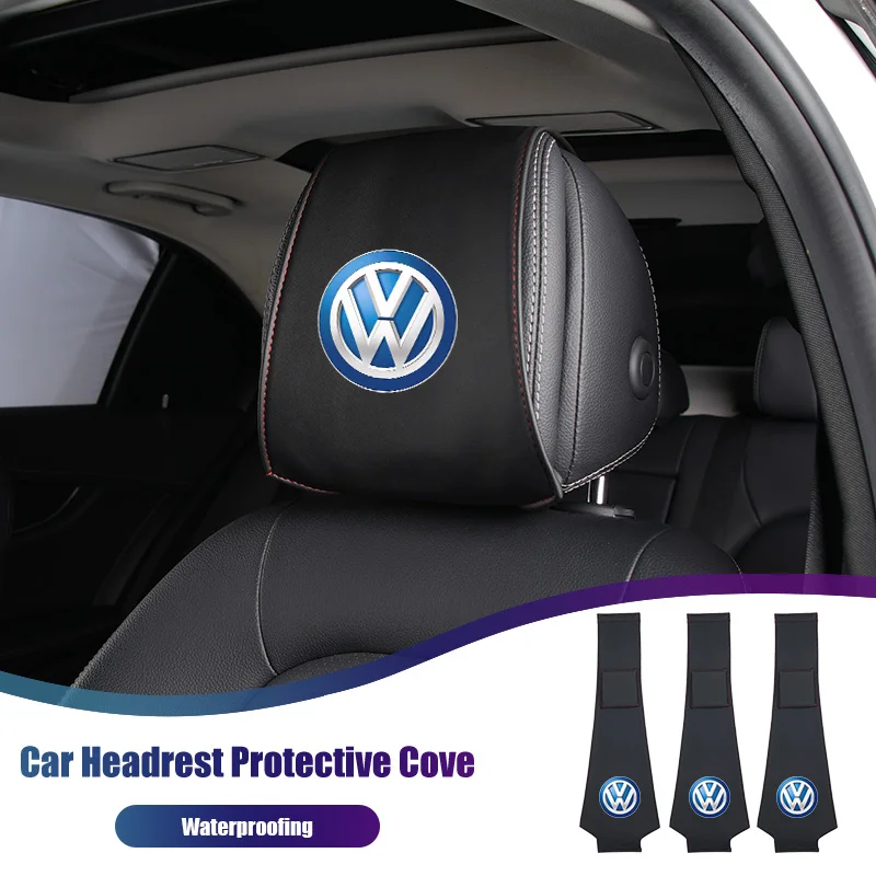 

Leather Car Headrest Anti Dirty Protective Cover For VW Golf Jetta Passat mk4 mk5 mk6 CC Golf 5 7 Tiguan Scirocco Sagitar