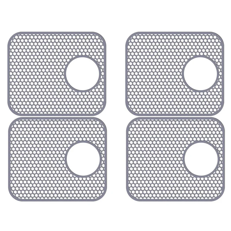 

M11K-силиконовый коврик для раковины, комплект из 4 защитных ковриков для кухонной мойки со задним сливом, складной нескользящий термостойкий коврик для раковины