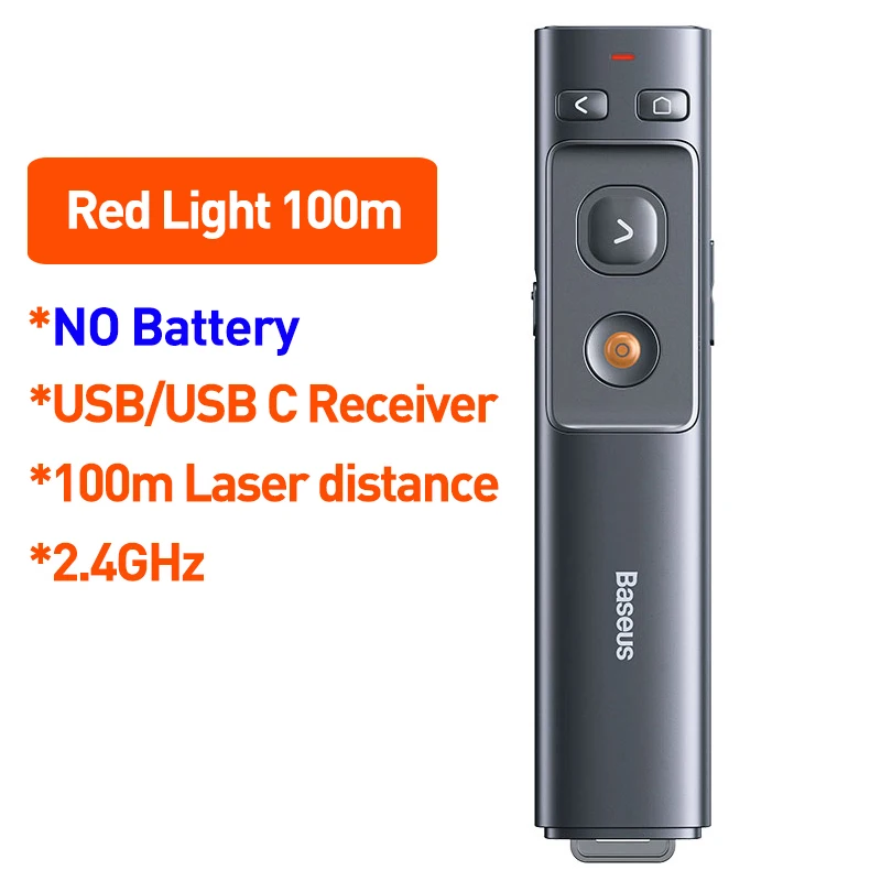 Baseus Presenter Wireless Pointer Flip pen Universal Remote Controller for Mac Win Projector Powerpoint Presenter Presentation
