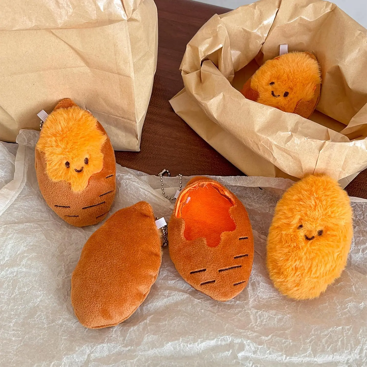 Sweet Potato Plush Keychain Skin-Friendly Plush Doll Keychain Handbag Key Chain Cartoon Keychain Pendant