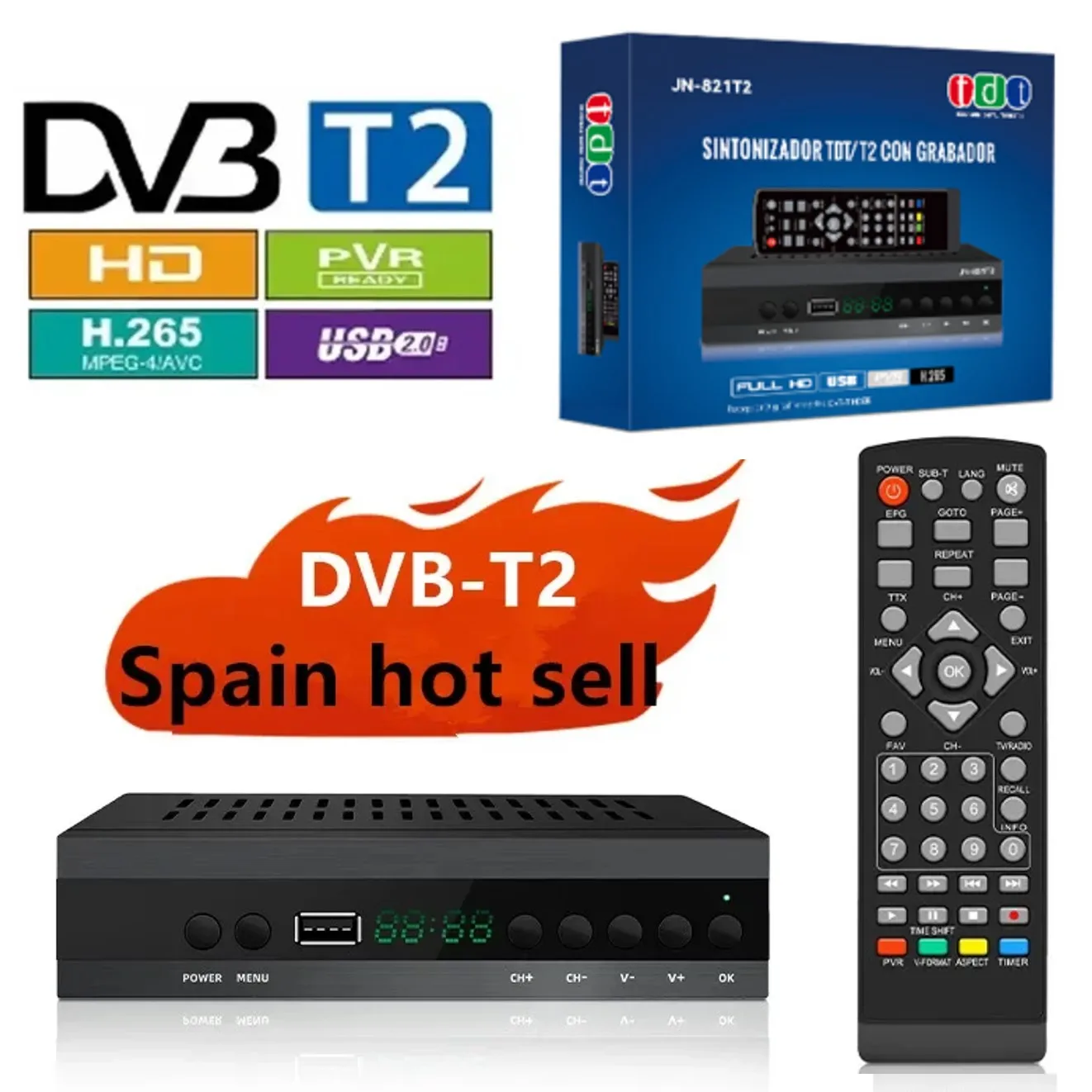 

Новейший DVB T2 Hevc/H.265 AC3 10-битный цифровой приемник спутникового телевидения Decorder, цифровая ТВ-приставка для Испании, Польши, Италии, страны ЕС