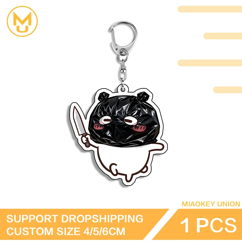 White Hamster Cute Face Blocking Enchanting Lively Acrylic Keyring Stainless Steel Chain Anime Peripheral Product Decorations