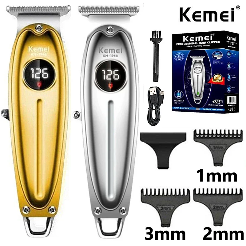 

Kemei 1948 Electric Barber Full Metal Housing Hair Trimmer for Men Lithium Lon Powerful Beard Trimmer Finishing Machine