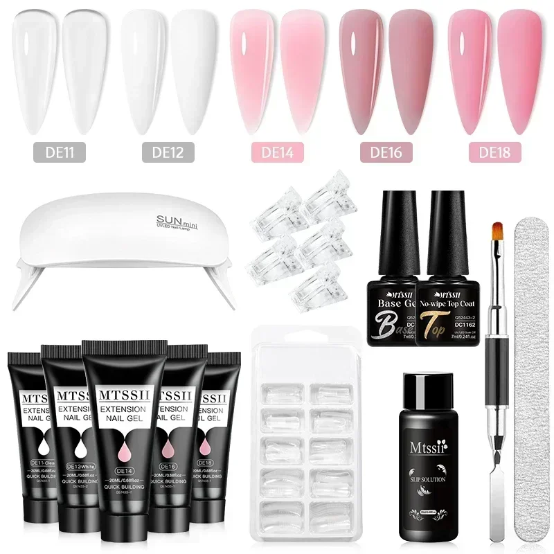MTSSII 20m Extension Nail Gel Set Manicure Set Finger Quick Buliding Extension Gel Nail Polish Kit Soak Off UV Gel LED Nail Art