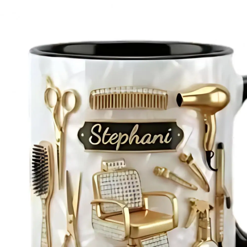 Personalized Hair Stylist Mug Ceramic 330ml Hairdresser Coffee Cup with Gold Salon Tools Stylish Barber coffee mugs drinkware